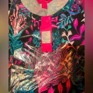 NWT Lilly Pulitzer Jansen Sweatshirt Onyx TWILIGHT CORAL